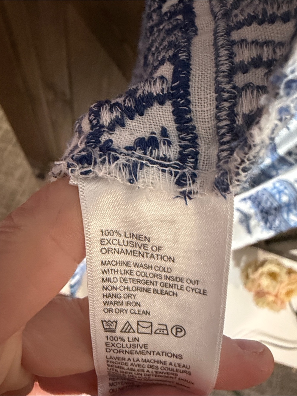 Tommy Bahama White and Blue Embroidered Maxi Duster 💯 Linen - Picture 7 of 8